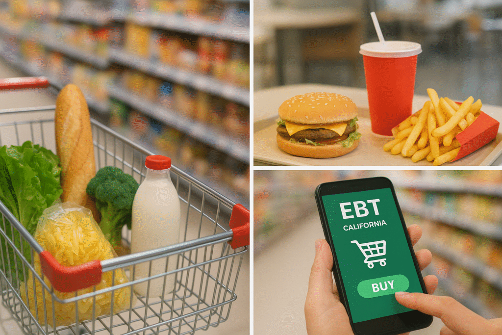Ways to use EBT in California: grocery stores, restaurants, and online shopping.