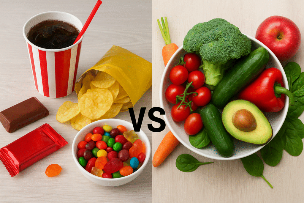 Comparison between unhealthy junk food and healthy fruits and vegetables in SNAP debate